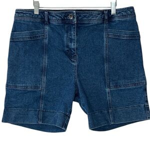 Boden Denim 6” Bermuda Shorts Size 14 Dark Wash Roll Up Pocket Denim Jean Shorts